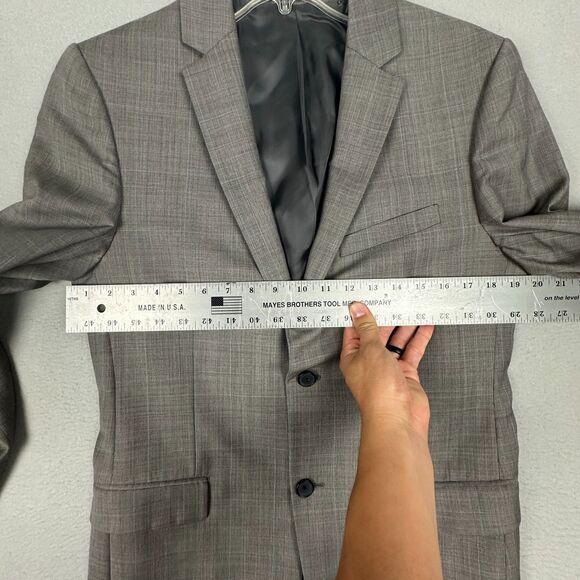 Theory Mens Size 38 Rudolf CF Kurson Suit Jacket Blazer Wool Gray Glen Plaid - Picture 3 of 7